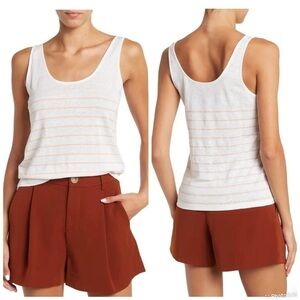 Vince Breton Stripe Scoop Neck Linen Tank Top